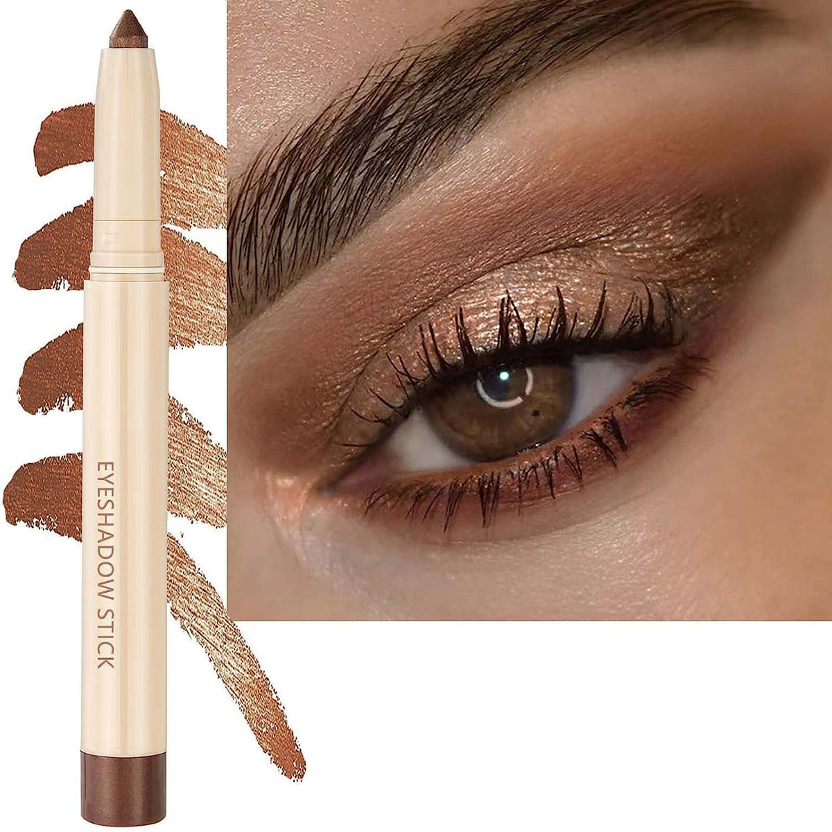 Metfdlaig Brown Eyeshadow Stick - Waterproof Cream Shimmer Pencil For Multi-Dimensional Look