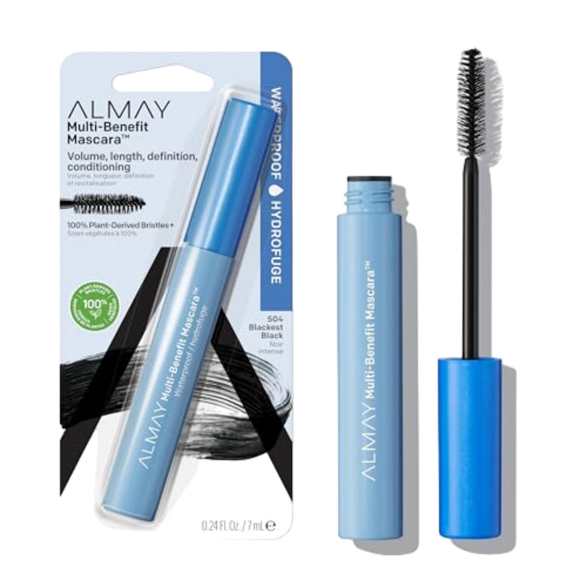 Almay Mascara, Volume & Length, Hypoallergenic, Fragrance-Free, 504 Black, 0.24 Fl Oz