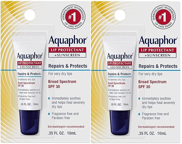 Aquaphor Lip Repair Balm Spf 30, 0.35 Oz Tube (Pack Of 2) - Lip Protectant & Moist