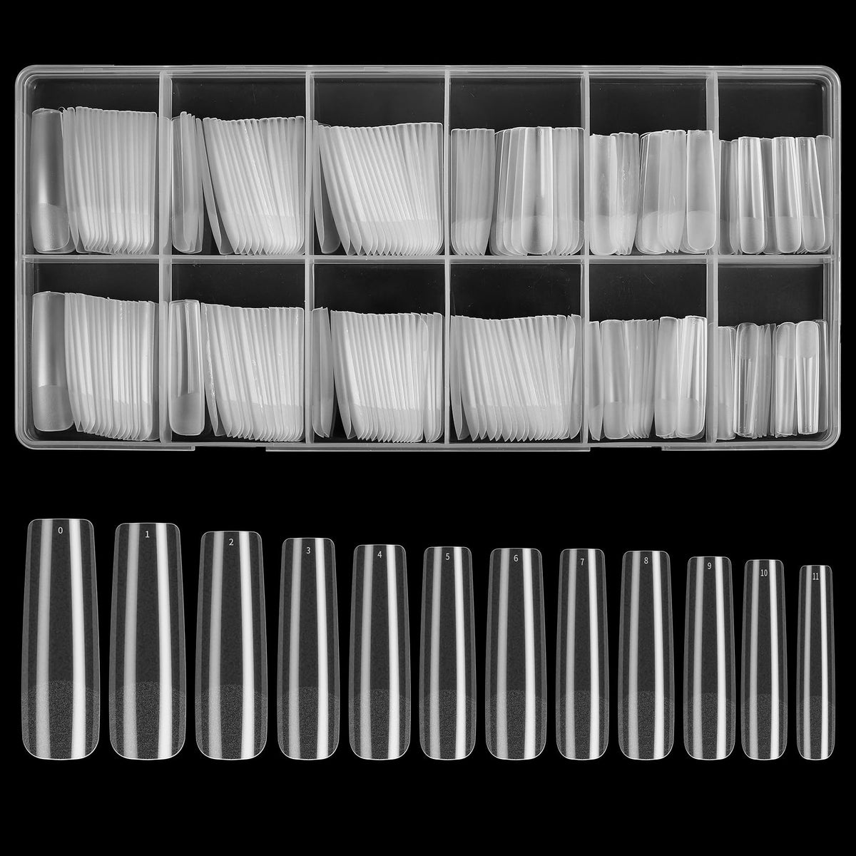 Koxxiamoq 240 Pcs Clear Extra Long Square Nail Tips, Full Matte Tapered Press-On For Acrylic Nails