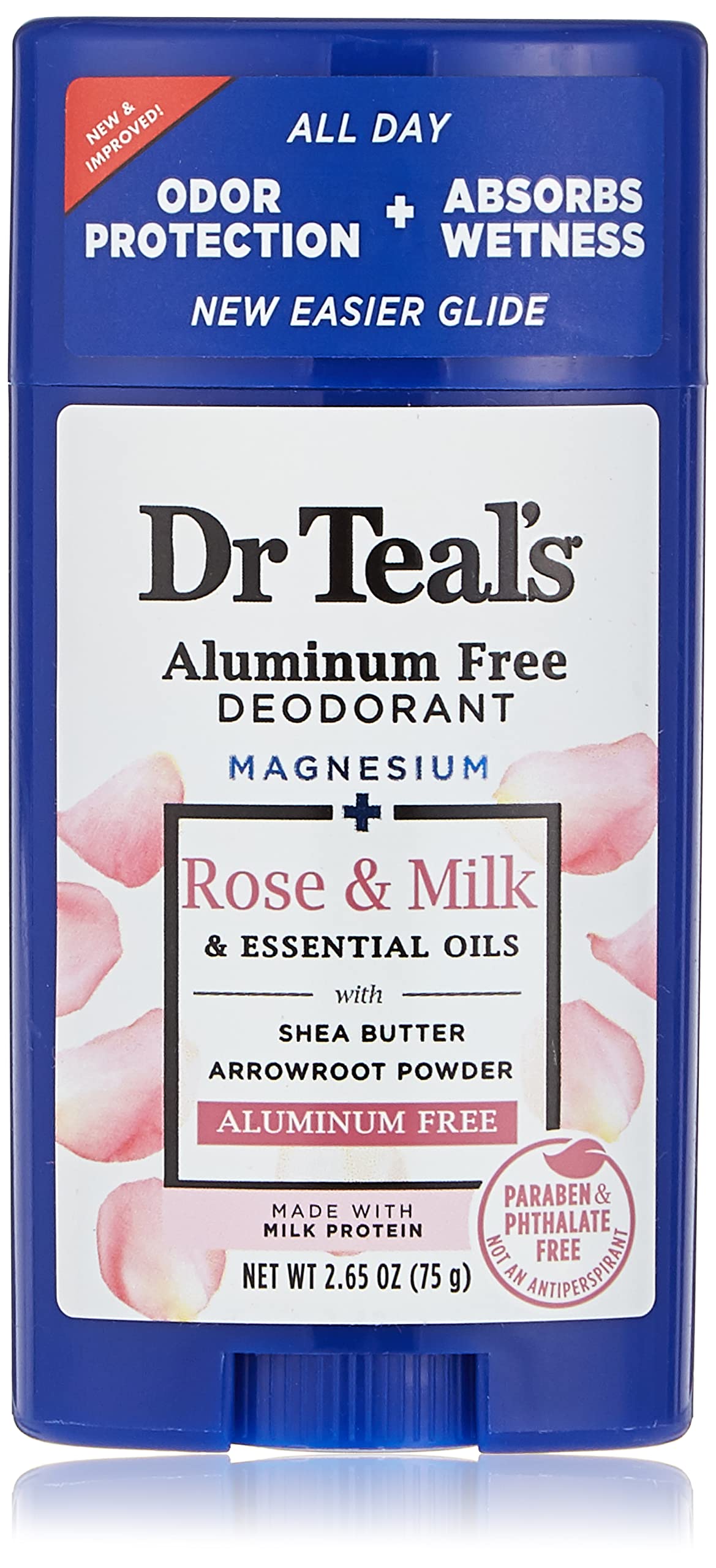 Dr. Teal'S Aluminum-Free Deodorant, Rose & Milk, 2.65 Ounce, Natural Fragrance