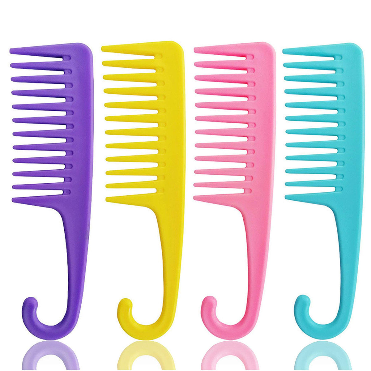 Ronchall 4 Pcs Wide Tooth Combs Set - Detangler Shower Comb For Wet & Dry Hair, Multicolor