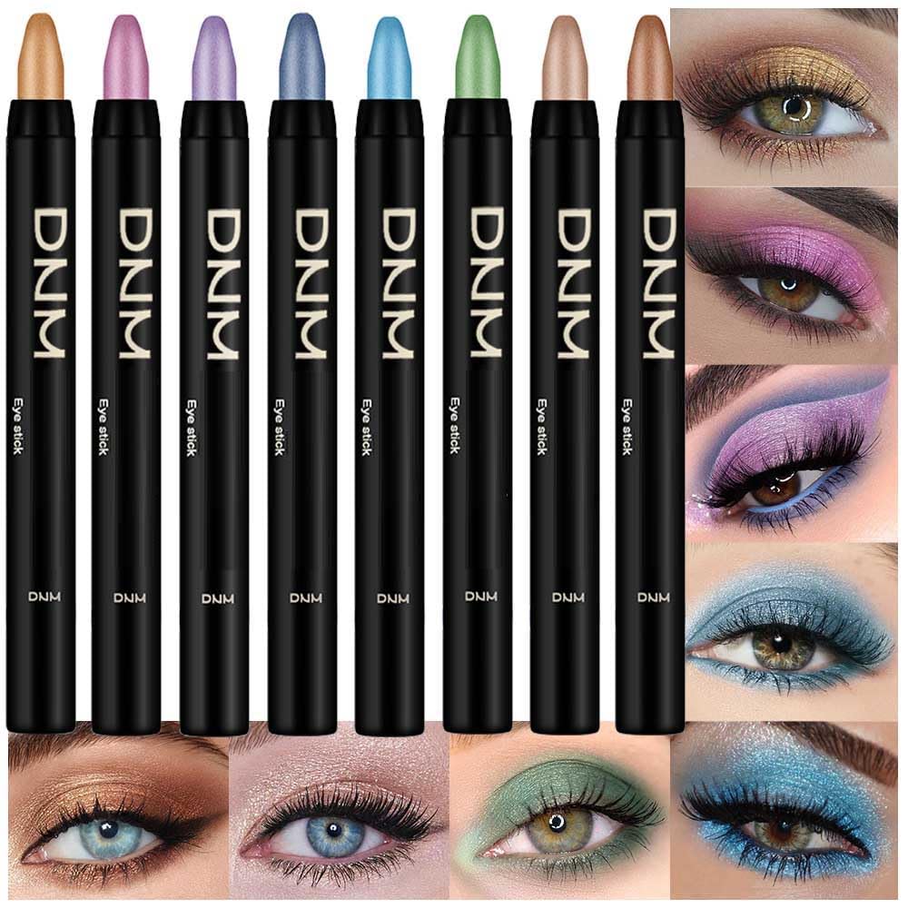 Amy'S Diary 8 Pcs Eyeshadow Pencil Set - Waterproof Metallic Crayon Sticks In Pearl & Shimmer