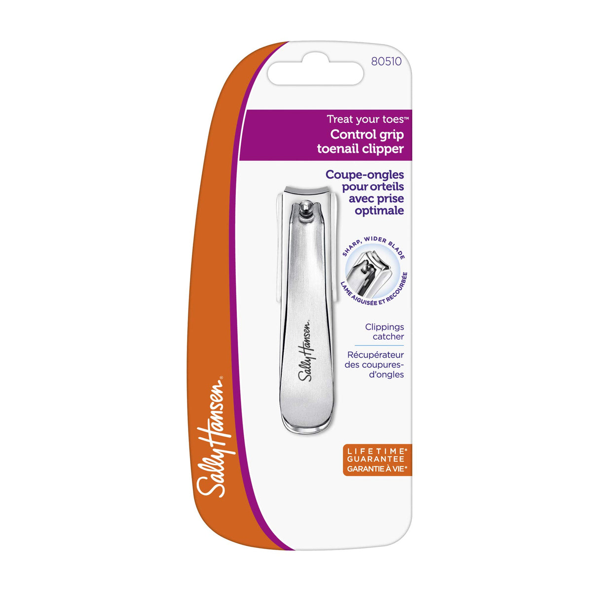 Sally Hansen Toenail Clippers With Catcher - Stainless Steel, Wide Blade, Professional Nail Tool