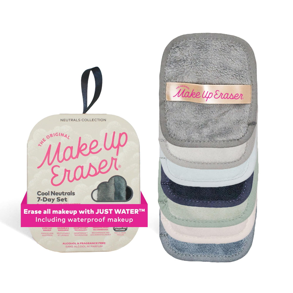 Makeup Eraser 7-Day Set - Erase All Makeup With Water, Waterproof Mascara, Cool Gal Neutrals