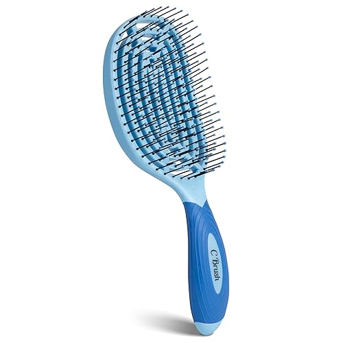 NuWay 4Hair Professional Curved Vented Hairbrush - Heat Resistant for Smoothing & Volumizing - Sky Blue