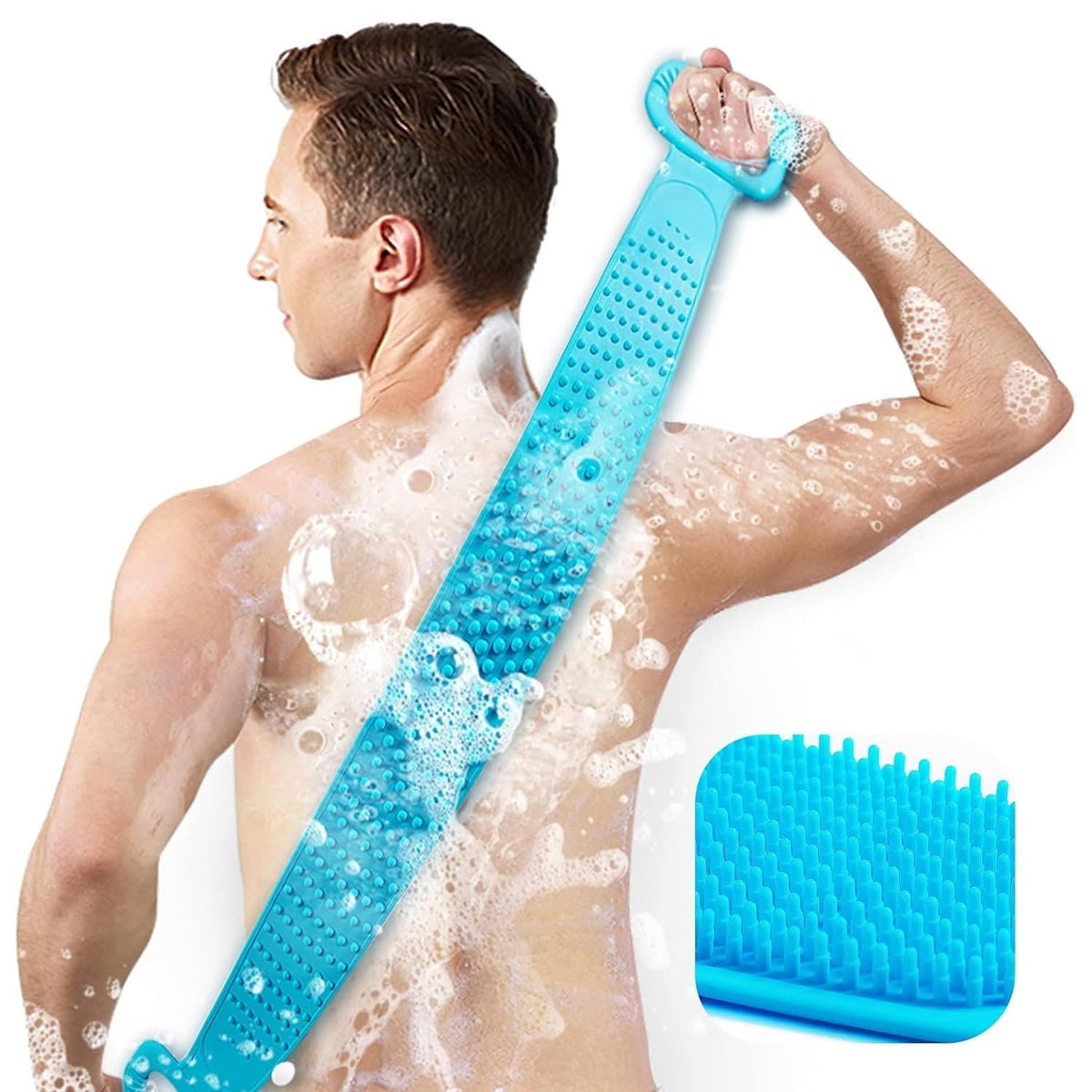 Inmorven 30 Inch Exfoliating Back Scrubber With Handles - Double-Sided Silicone Washcloth