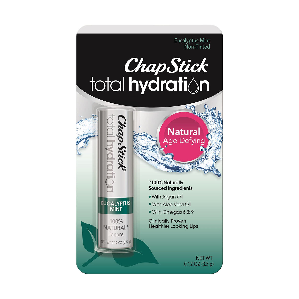 Chapstick Total Hydration Eucalyptus Mint Lip Balm - 0.12 Oz For Healthy Looking Lips