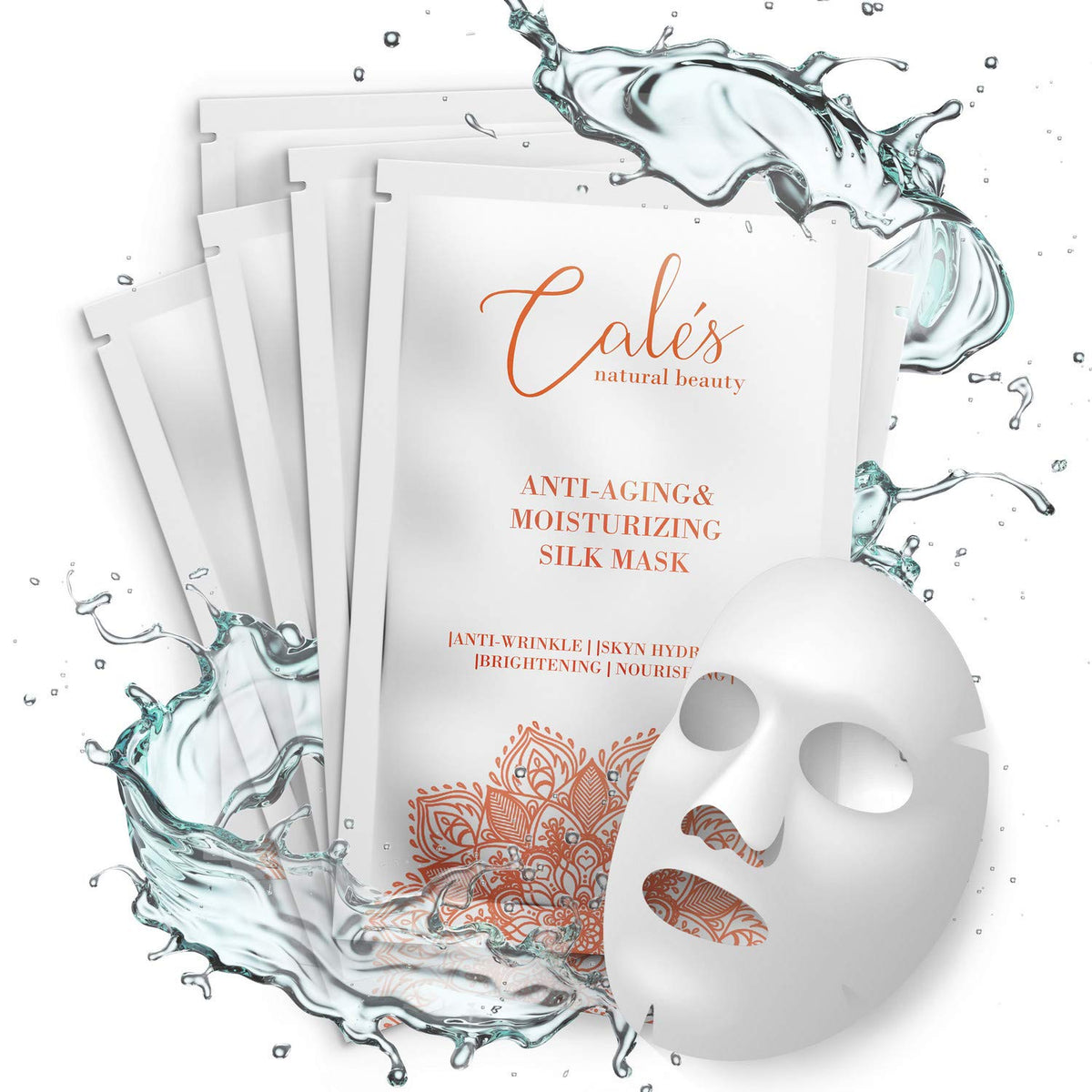 Calés Hydrating Anti-Aging Face Mask Set - 5 Cotton Sheet Masks With Hyaluronic Acid