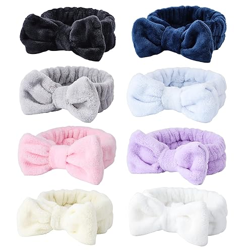 WSYUB 8Pcs Spa Headband Set - Fluffy Microfiber Makeup & Skincare Headbands for Women & Teens