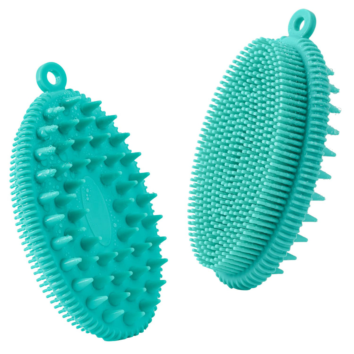 Rampula Exfoliating Silicone Body Scrubber & Shampoo Brush - Gentle Spa Massage For Shower, Green