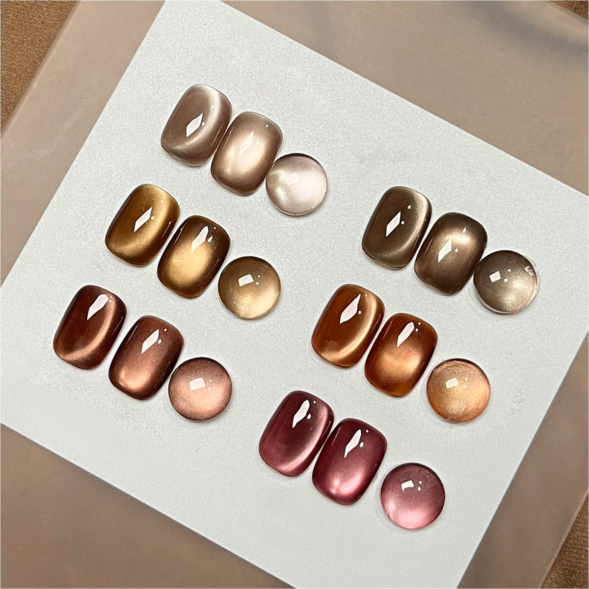 Gaoy Cat Eye Gel Nail Polish Set - 6 Pack Sparkling Amber Holographic Uv Manicure Kit