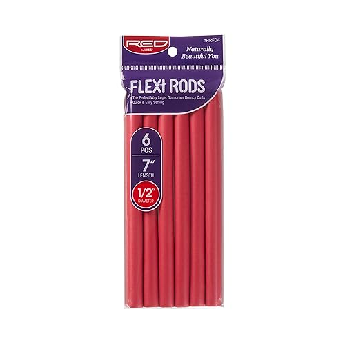 Red by Kiss Heatless Flexi Rods - 7&quot; Bouncy Curls & Beach Waves, 6 Count, No Slips