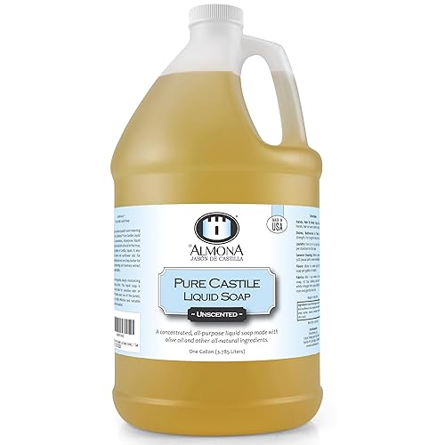 La Almona Pure Castile Liquid Soap, Unscented 1 Gallon - All-Natural For Sensitive Skin