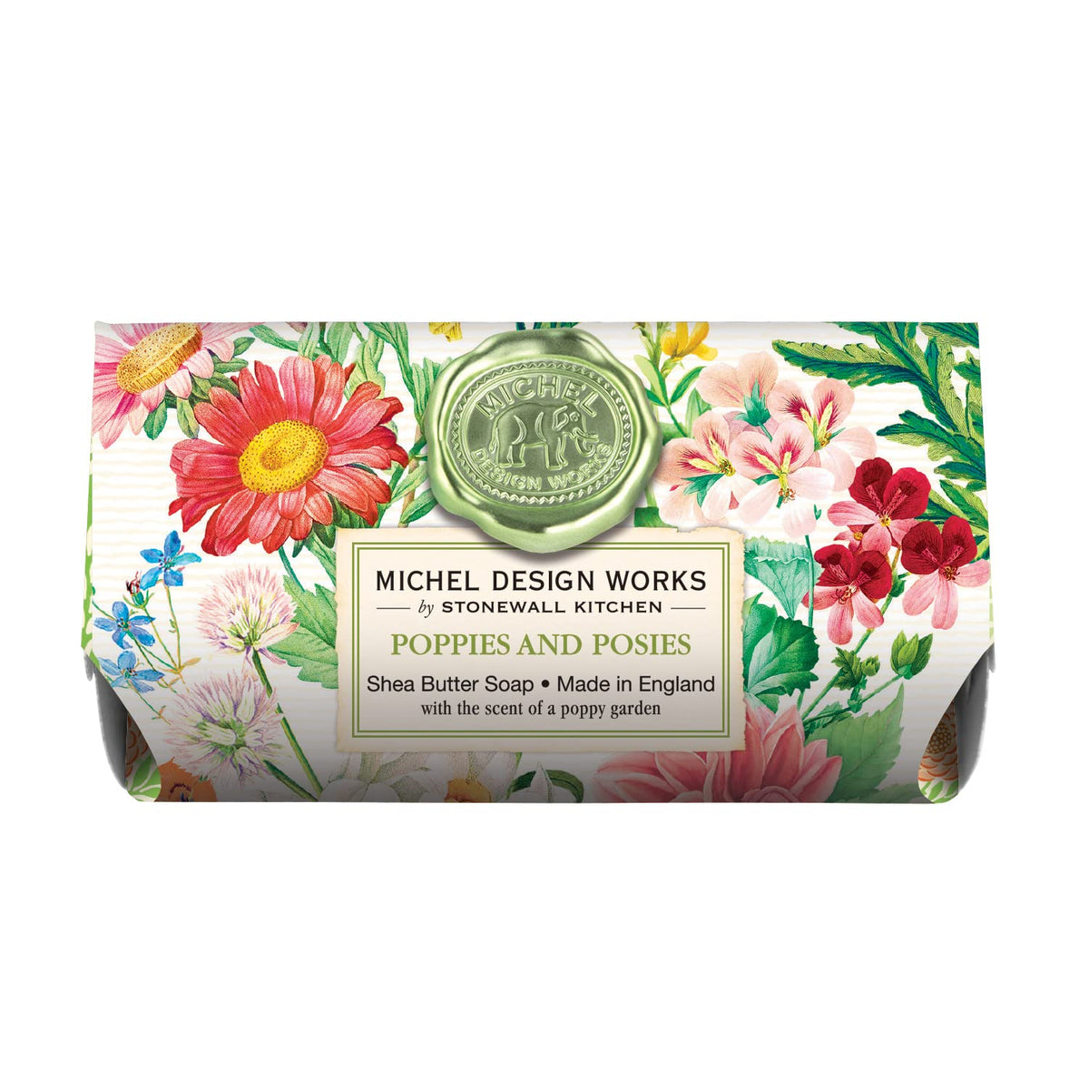 Michel Design Works Poppies And Posies Large Bath Soap Bar, 8.7 Ounce