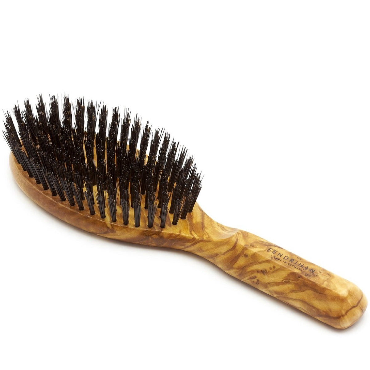 Fendrihan Men's Oval Hairbrush, Pure Boar Bristle, Olivewood Handle, Made in Germany