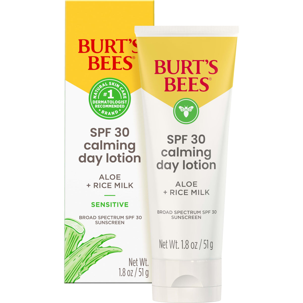 Burt'S Bees Spf 30 Calming Day Face Lotion With Aloe, 1.8 Oz - Soothes Sensitive Skin