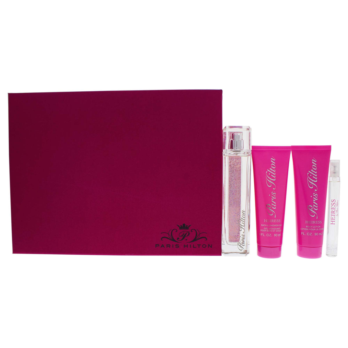 Paris Hilton Heiress Mini Set Of 4: Body Lotion, Shower Gel & Eau De Parfum For Women, 3.74 Oz