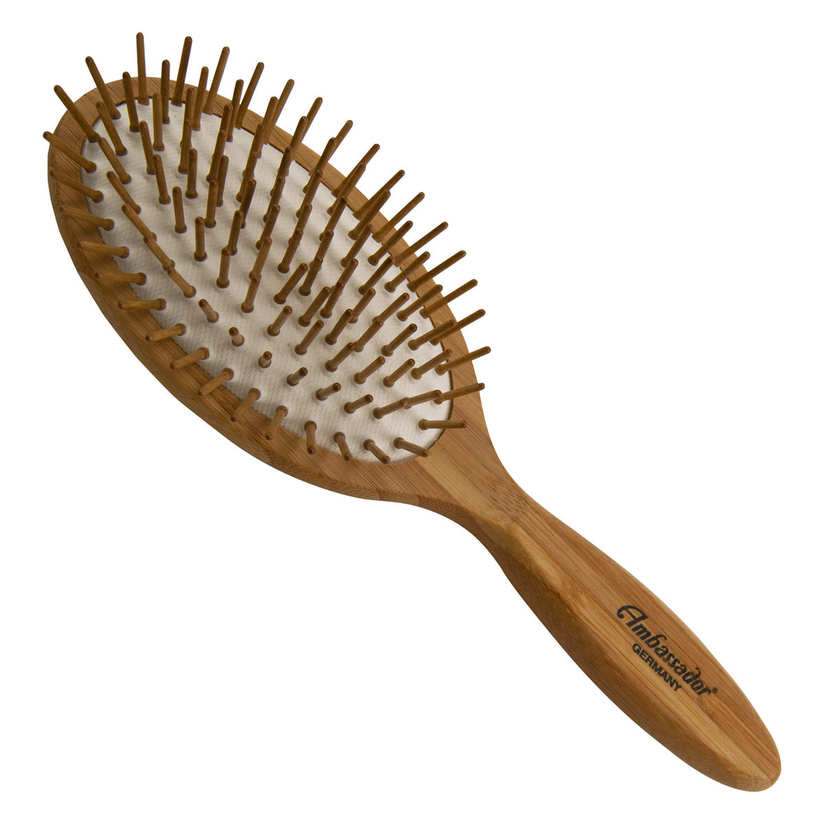 Ambassador Ashwood Large Oval Hairbrush With Wooden Pins - Light Brown, Eco-Friendly Design