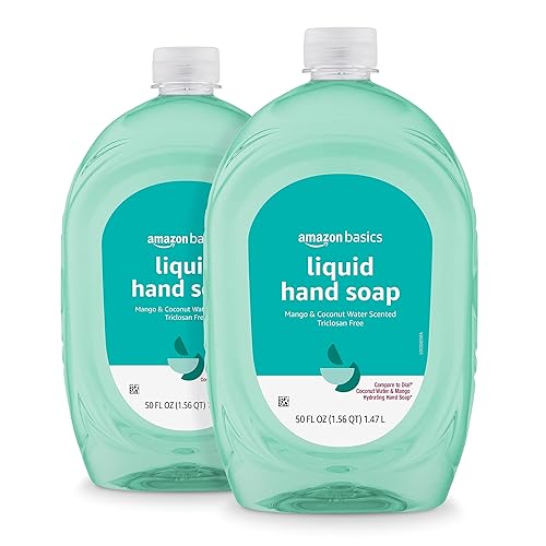 Amazon Basics Liquid Hand Soap Refill, Mango & Coconut, 50 Fl Oz (Pack of 2), Triclosan-Free