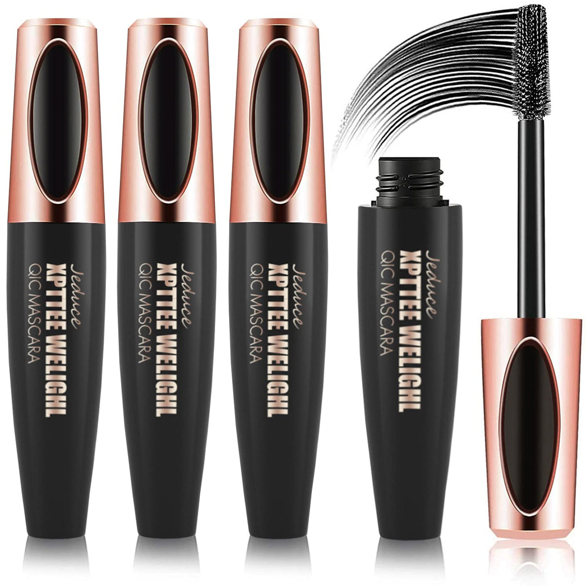 Alisesun 4D Silk Fiber Lash Mascara - Waterproof, Voluminous, Long-Lasting, 3 Packs