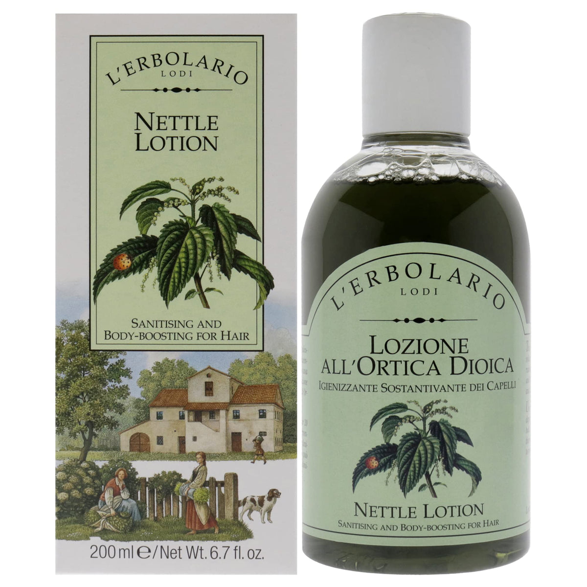 L'Erbolario Nettle Lotion Unisex 6.7 Oz - Herbal Skin Hydration & Refreshing Formula