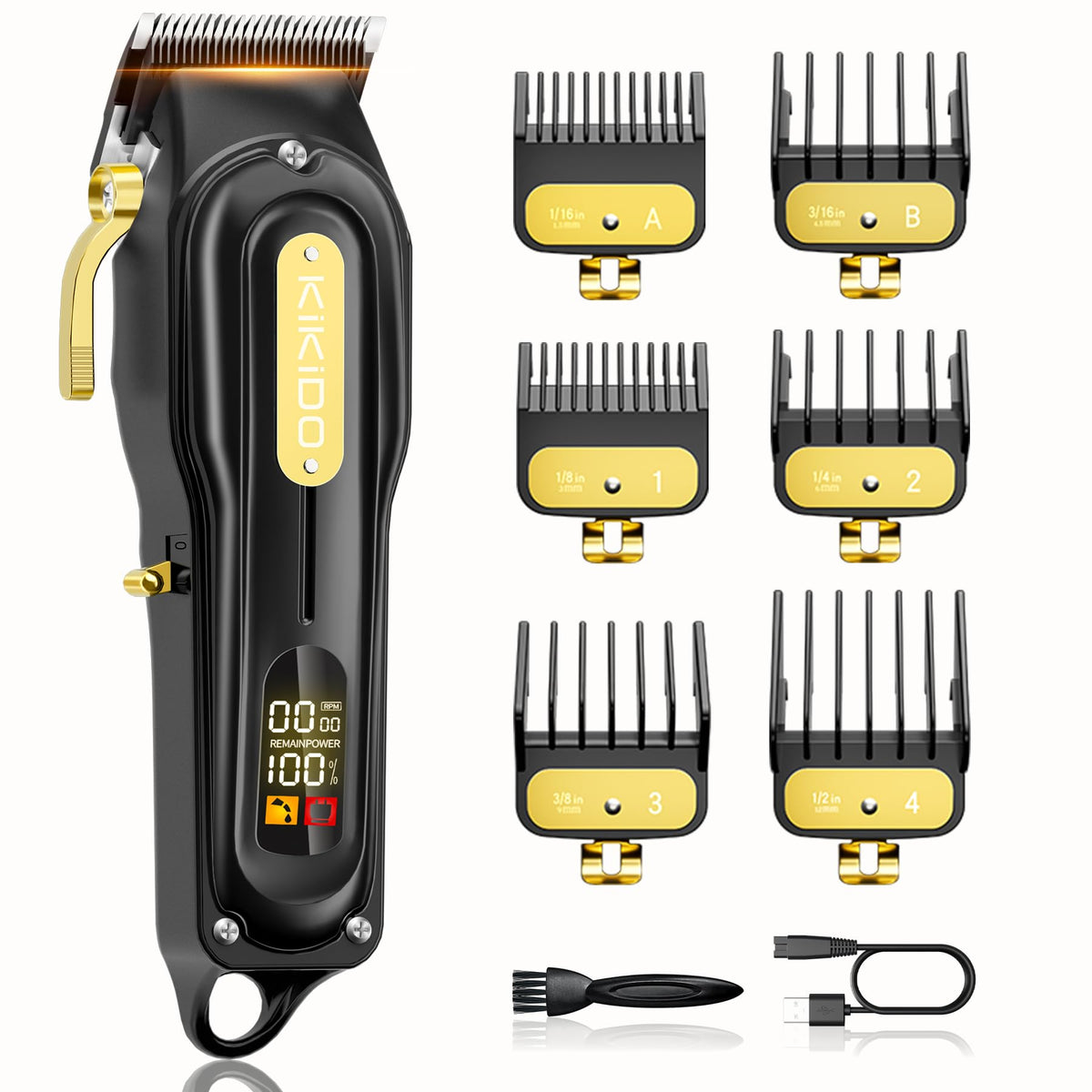 Kikido Cordless Hair Clippers For Men - Professional Rechargeable Grooming Kit With Led Display