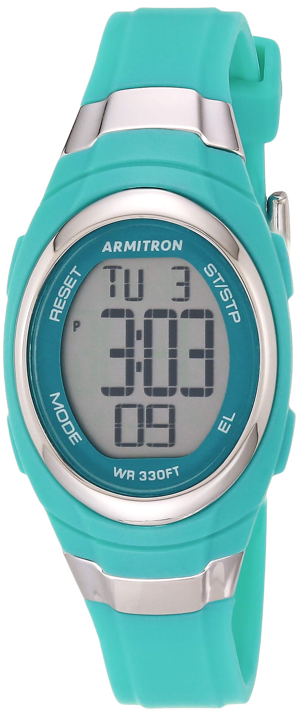 Armitron Sport Women'S Teal Digital Chronograph Watch, 25Mm Resin Strap