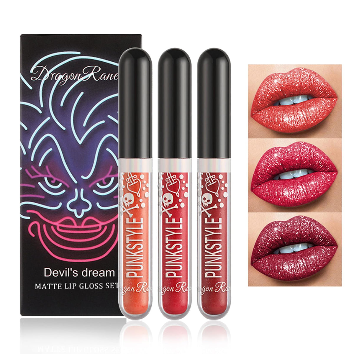 Nvleptap 3Pcs Liquid Glitter Lipstick Set - Long Lasting High Pigment, Shimmer & Matte Finish