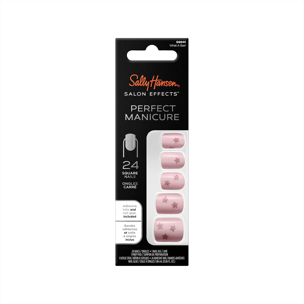 Sally Hansen Salon Effects Press On Nails, What A Star!, Square Shape, Non-Damaging Adhesive