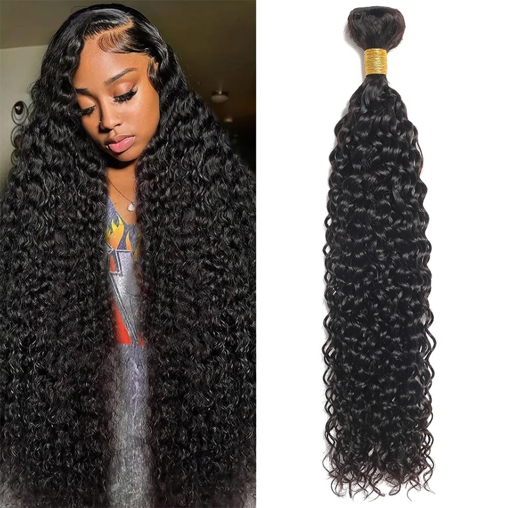 Seekomi 24&quot; Water Wave Bundles - 100% Unprocessed Brazilian Virgin Human Hair, Natural Black