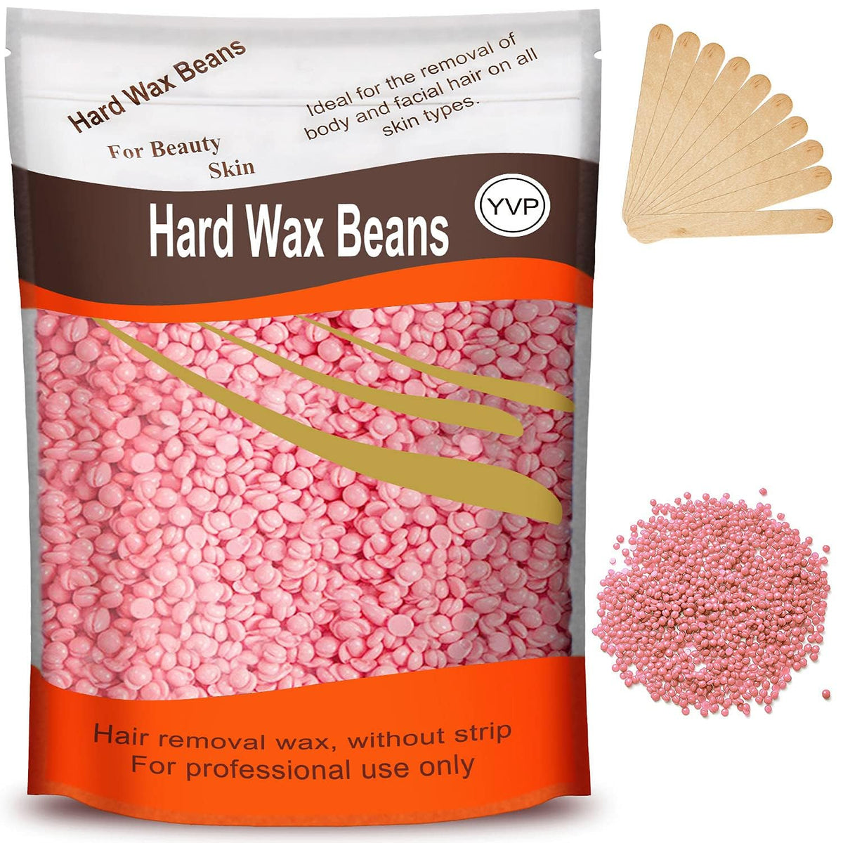 Yovanpur Hard Wax Beads for Hair Removal, Pink, 10.5 Ounce, Sensitive Skin, Brazilian Waxing