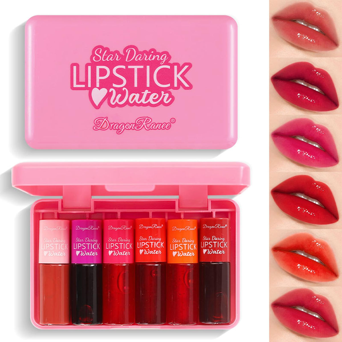 Minfei 6 Colors Lip Tint Stain Set - Korean Moisturizing Gloss, Long-Lasting Liquid Lipstick