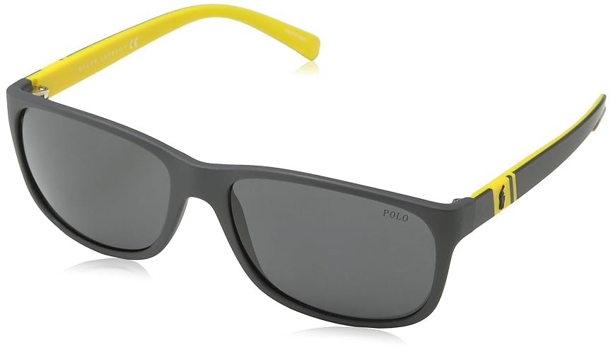 Polo Ralph Lauren Men'S Rectangular Sunglasses, Matte Grey, 59Mm - Stylish & Modern Design