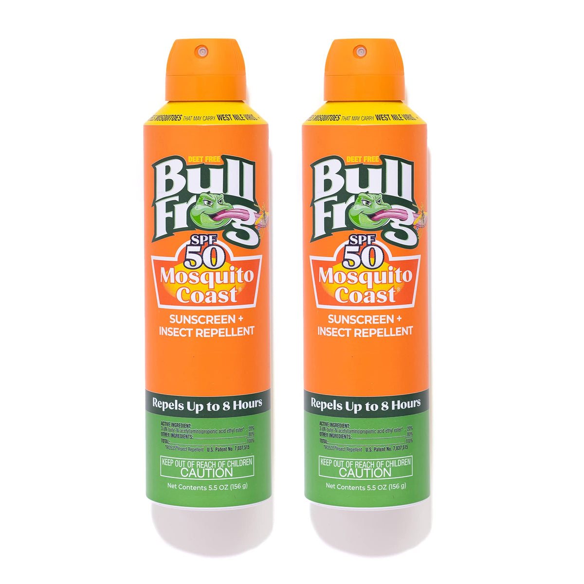 Bullfrog Mosquito Coast Sunscreen Spf 50 + Insect Repellent, 5.5Oz Spray, 2 Pack