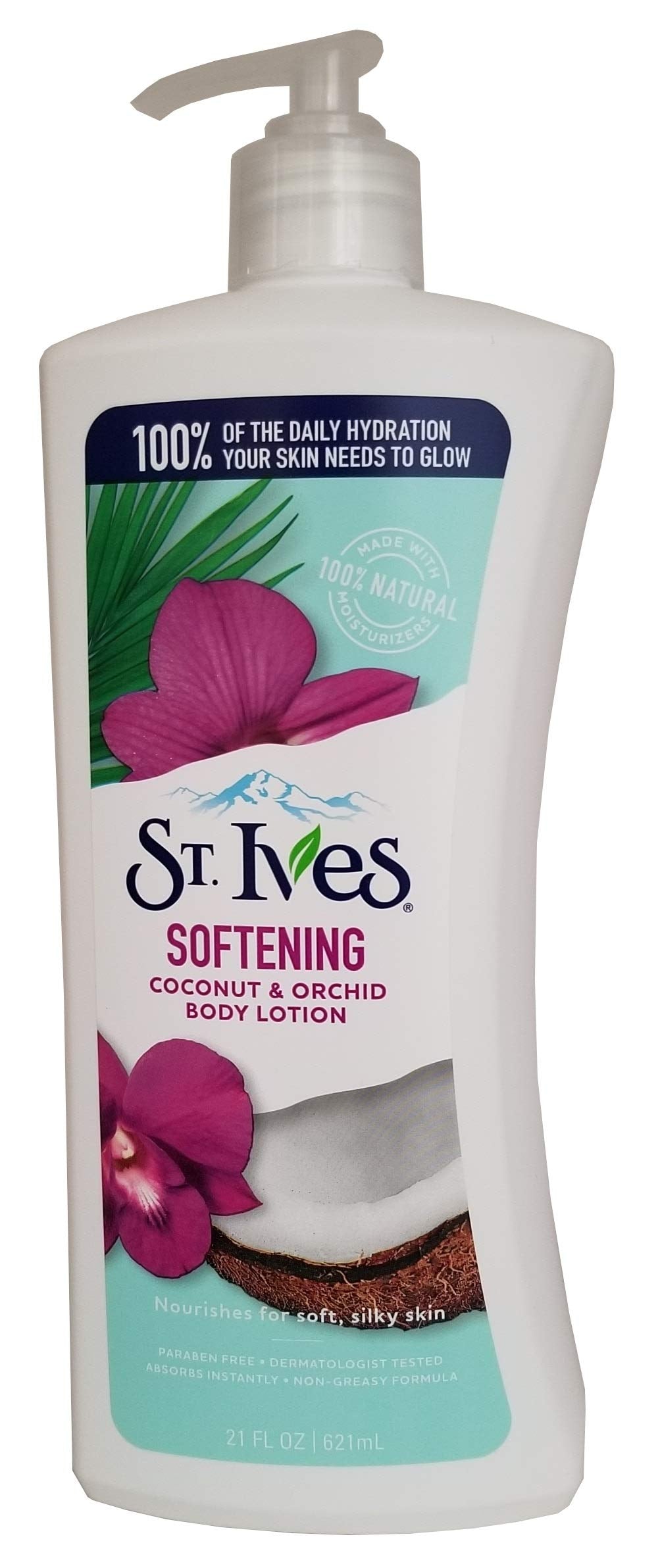 St. Ives Coconut & Orchid Body Lotion 21 Oz - Softening Moisturizer, Pack Of 2