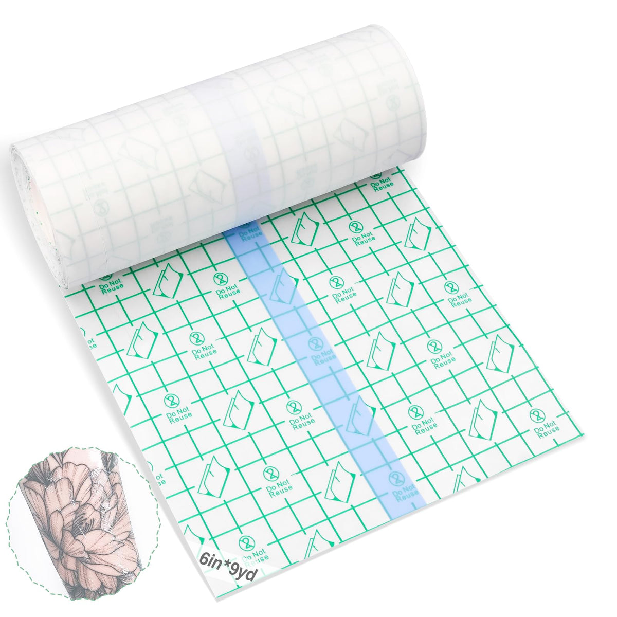 Comdian Tattoo Aftercare Bandage Roll 6&quot; X 9 Yard - Waterproof Second Skin Cover, Latex Free