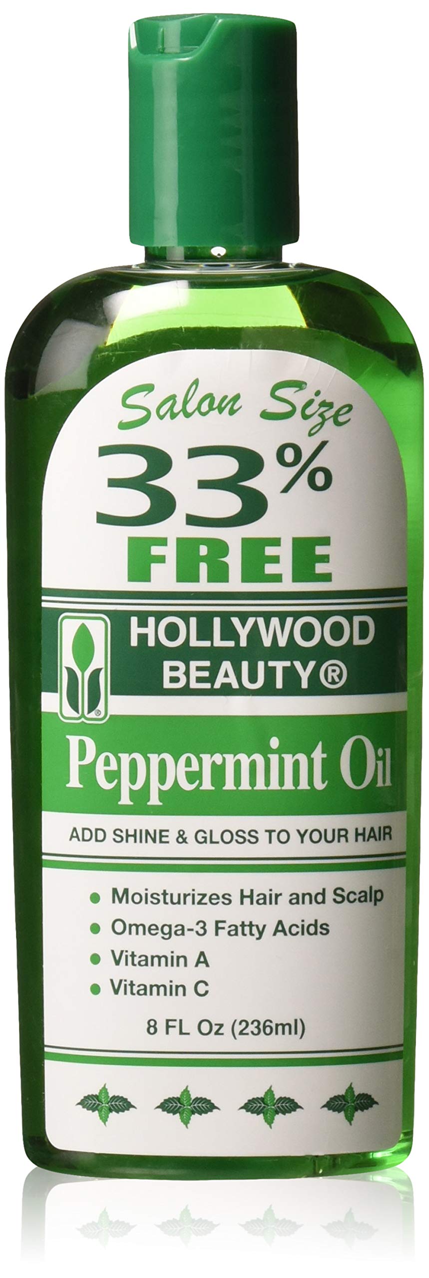 Hollywood Beauty Peppermint Hair Oil 8Oz - Conditions Hair & Skin, Moisturizes, Omega-3, Vitamins A & C