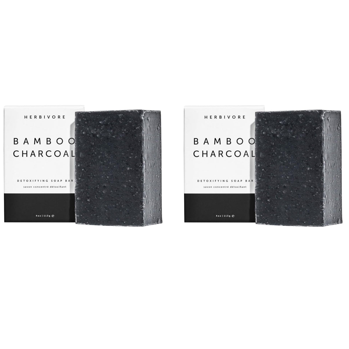 Herbivore Bamboo Charcoal Cleansing Bar Soap - Deep Clean & Exfoliate, 4 Oz (2 Pack)