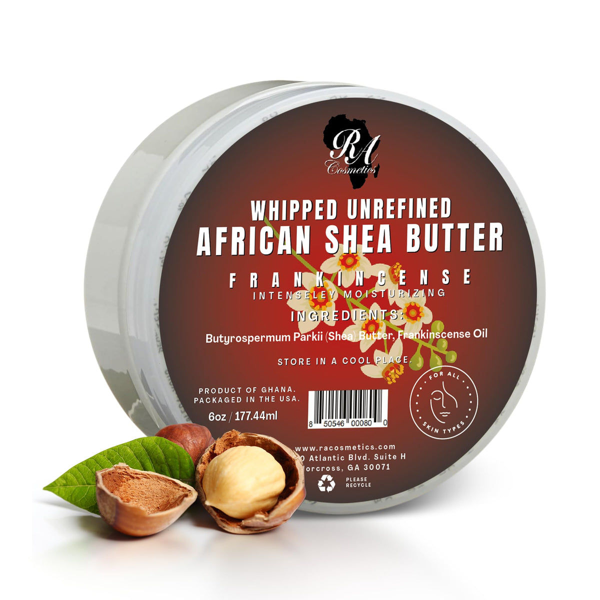 Ra Cosmetics Whipped Shea Butter Frankincense 6Oz - 100% Pure Moisturizer For Skin & Hair