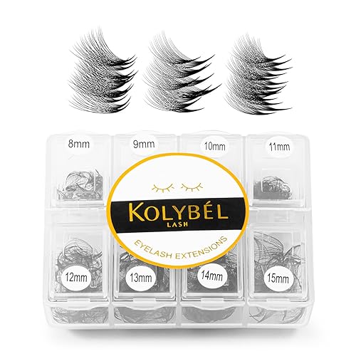 Kolybel Premade 10D Eyelash Extensions 600 Fans, 0.05mm Thickness, C Curl, 8