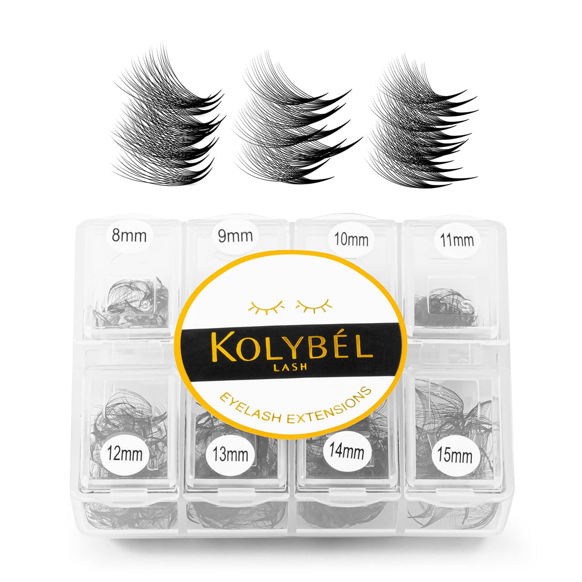 Kolybel Premade Fans Eyelash Extensions 600 Fans 16D 0.05mm D Curl 8-15mm