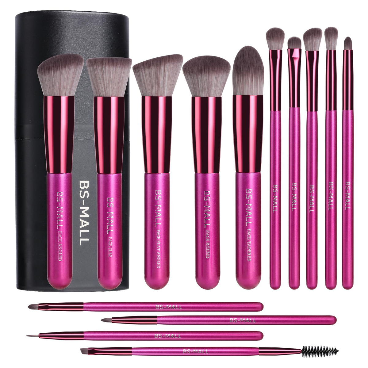 Bs-Mall 14 Pcs Makeup Brush Set - Premium Synthetic Powder, Foundation, Contour & Lip Brushes