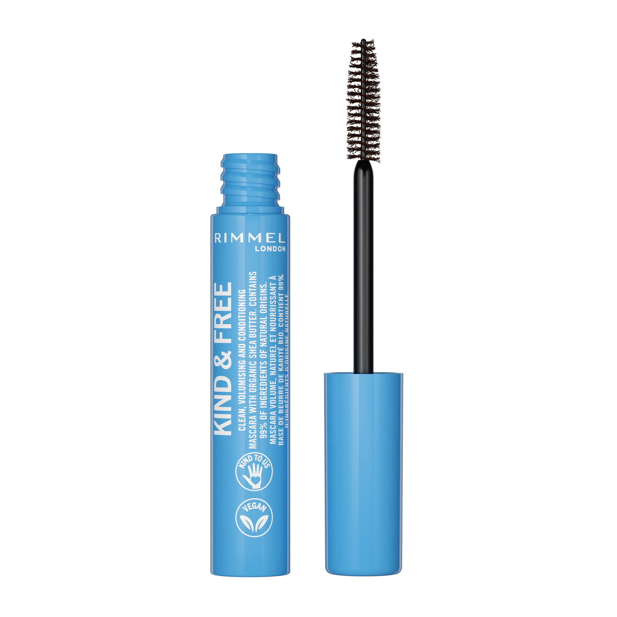 Rimmel London Kind & Free Vegan Waterproof Mascara, Volumizing, 02 Black Brown, 0.23Oz