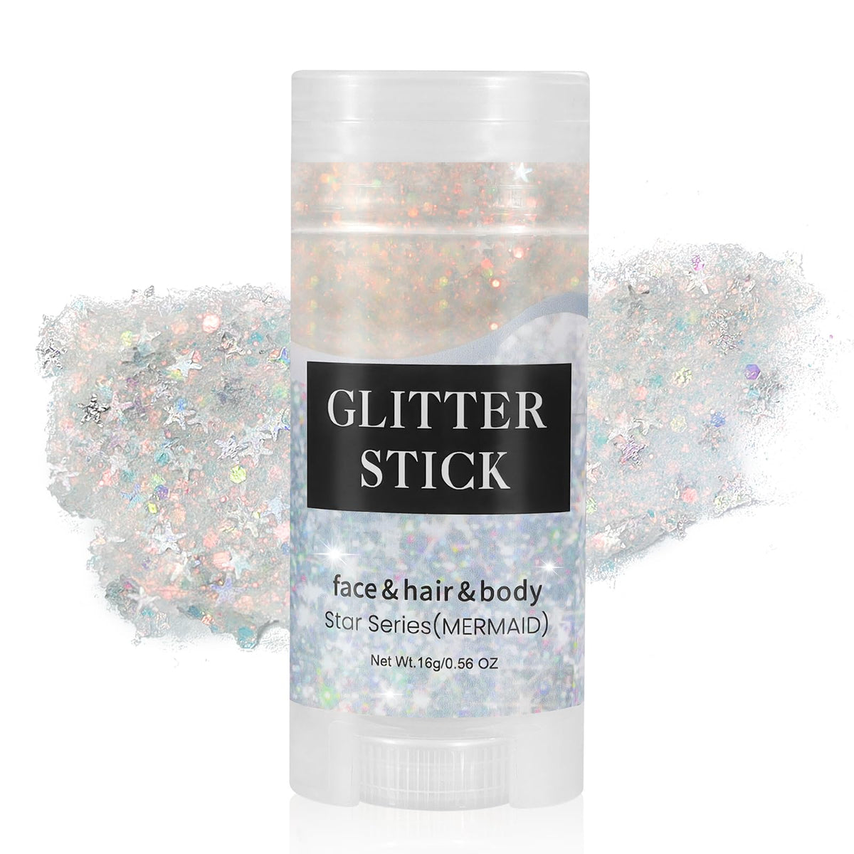 Mysense Mermaid Glitter Stick - Waterproof Face & Hair Glitter Gel For Festivals, 0.56Oz