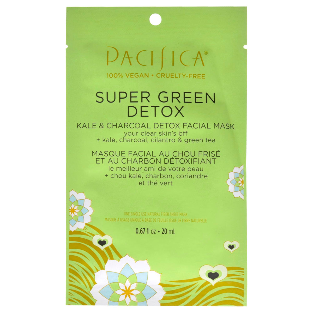 Super Green Detox Kale and Charcoal Detox Facial Mask by Pacifica for Unisex  067 oz Mask