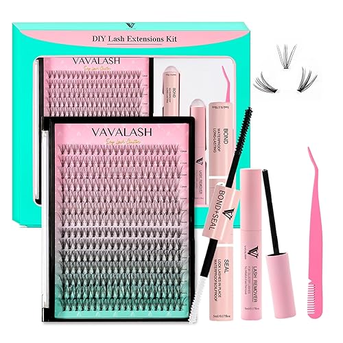 VAVALASH DIY Lash Extension Kit - 280 PCS Individual Cluster Lashes 10-16mm, Bond & Seal