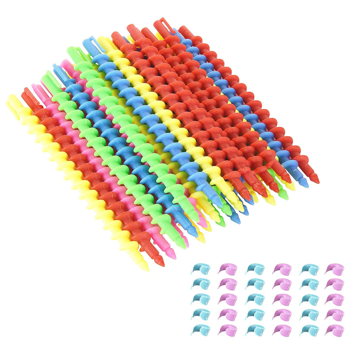 Beautyflier Medium Plastic Spiral Hair Perm Rods, 30 PCS, Random Colors, Perfect for Styling