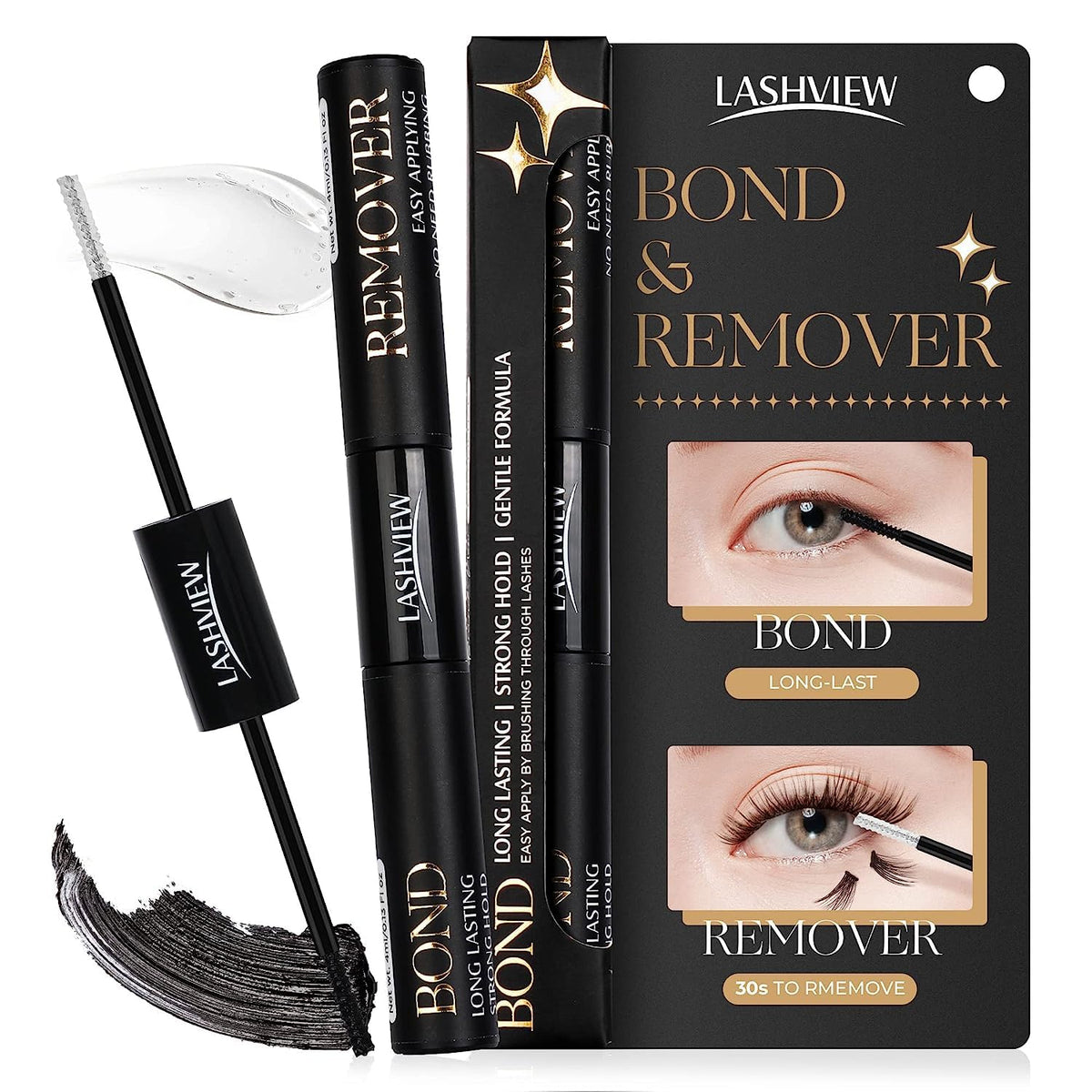 Lashview 2 In 1 Waterproof Lash Glue & Remover - Strong 48 Hour Hold, Fast No Residue