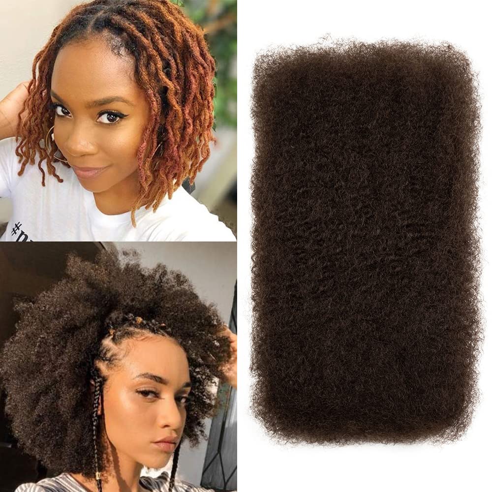 FASHION IDOL Dark Brown Afro Kinky Human Hair for Dreadlocks - 50g Braiding Extensions